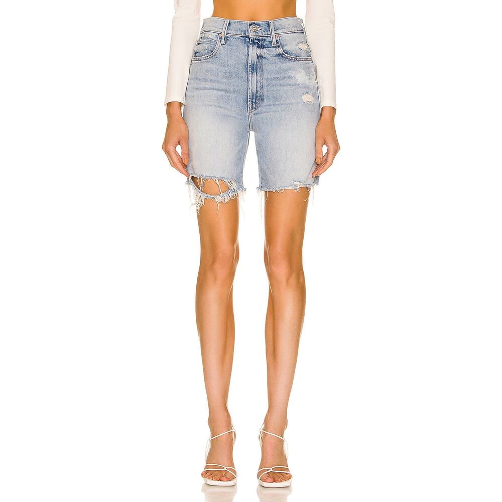 Mother High Waisted 'Smokin' Blue Denim Fray Short Size 25